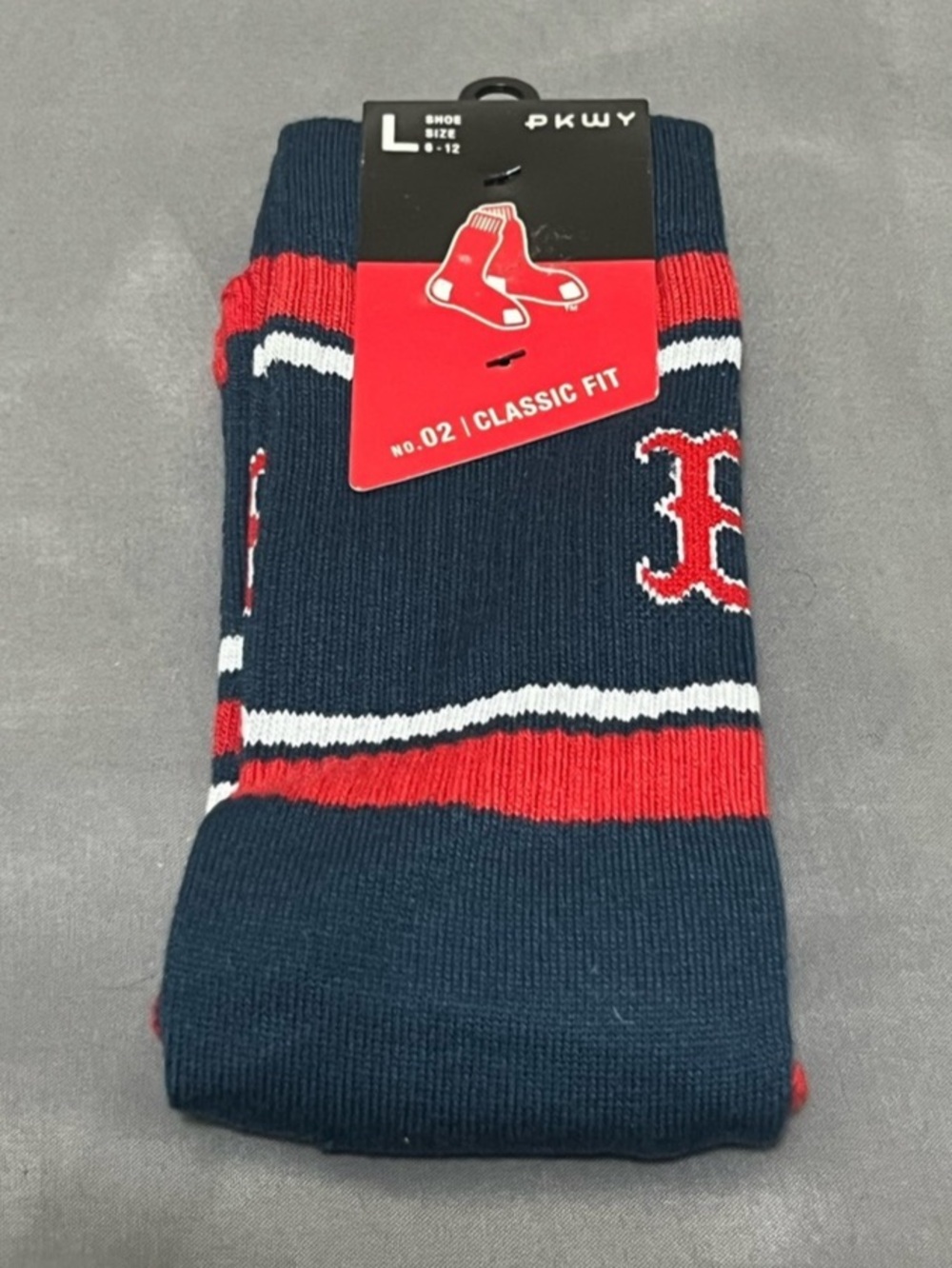 PKWY Boston Red Sox Crew Socks Mens Large Size 6-12 NWT No 02 Classic Fit MLB